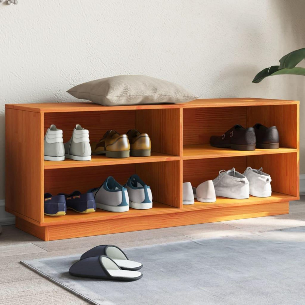 VIDAXL Armoire a chaussures cire marron 110x34x45 cm bois pin massif