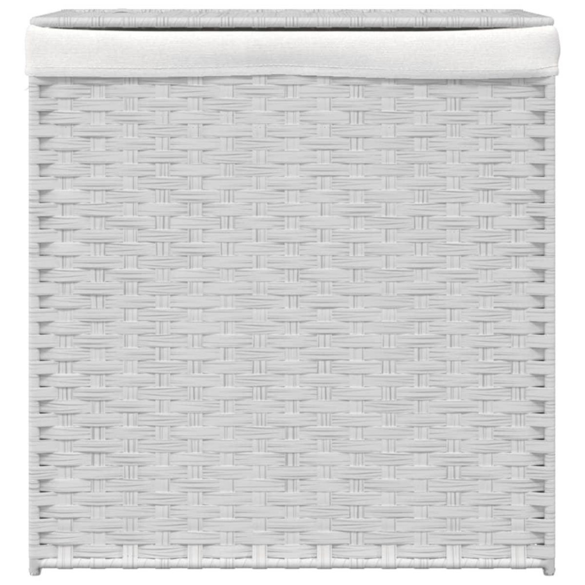 VIDAXL Panier a linge avec 2 sections blanc 53x35x57 cm resine tressee
