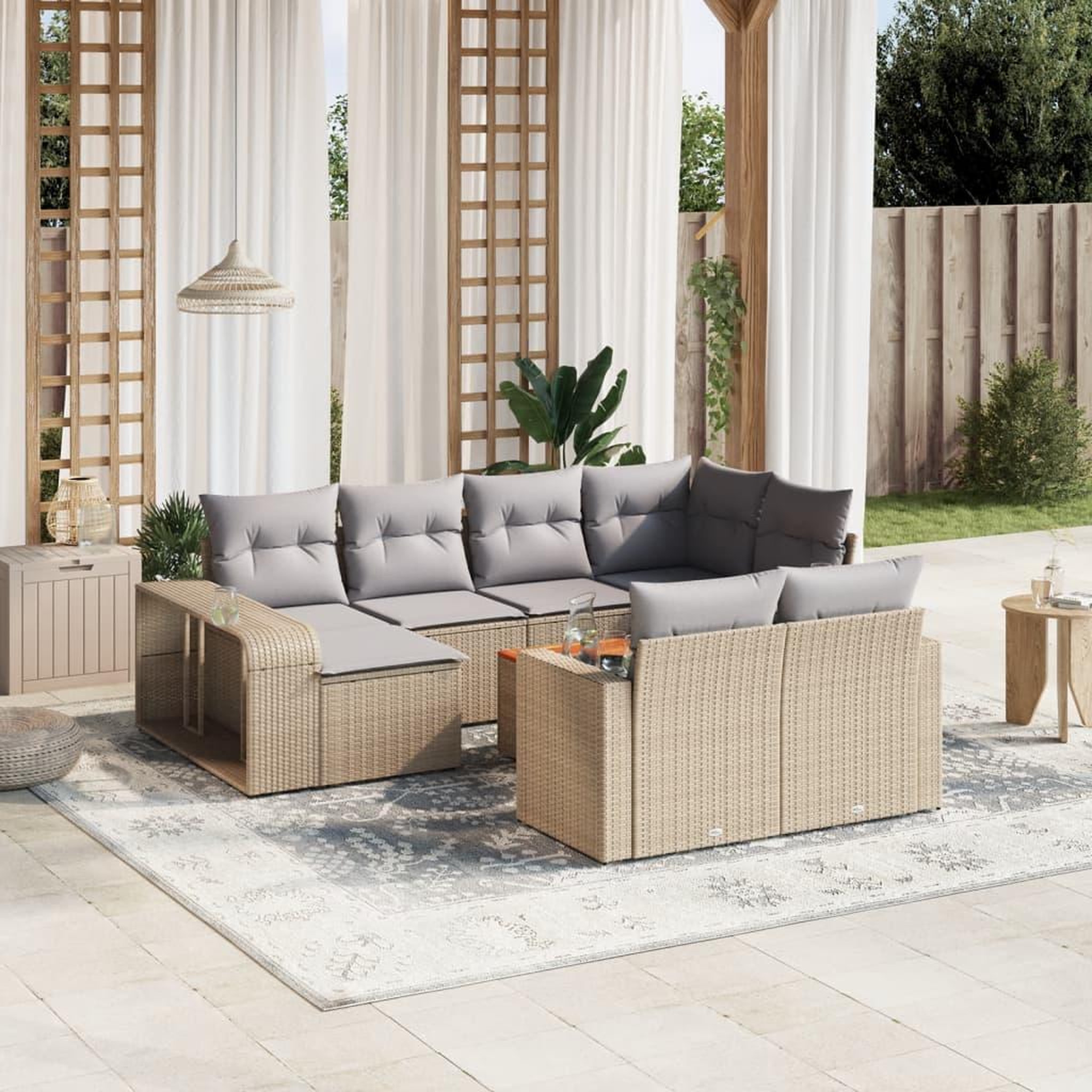 VIDAXL Salon de jardin 11 pcs avec coussins beige resine tressee