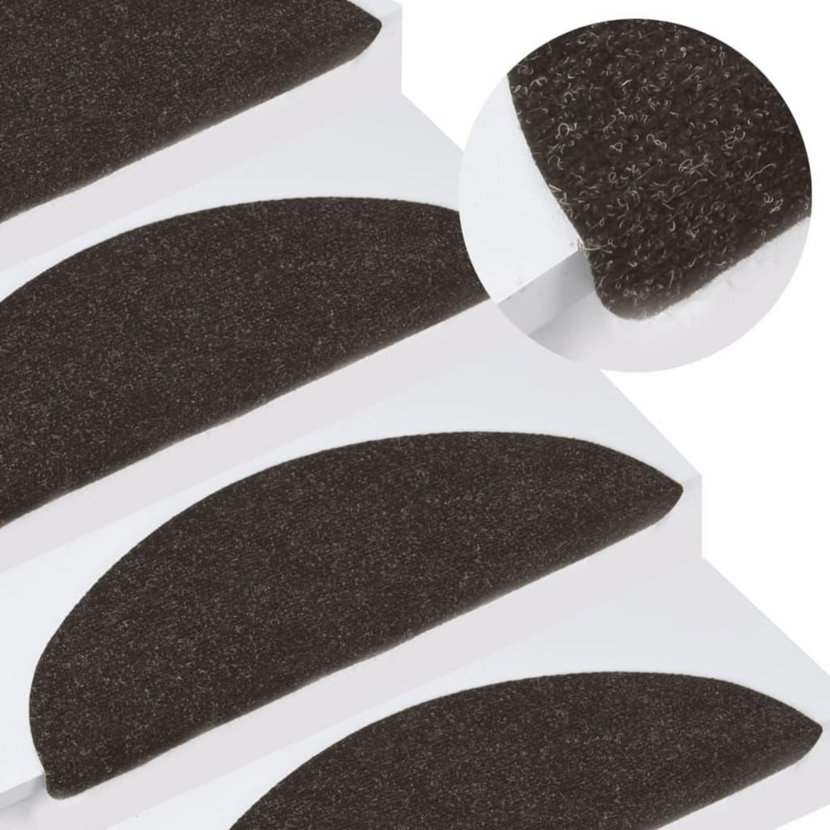 VIDAXL Tapis d'escalier auto-adhesifs 10 pcs noir 65x22,5x3,5 cm