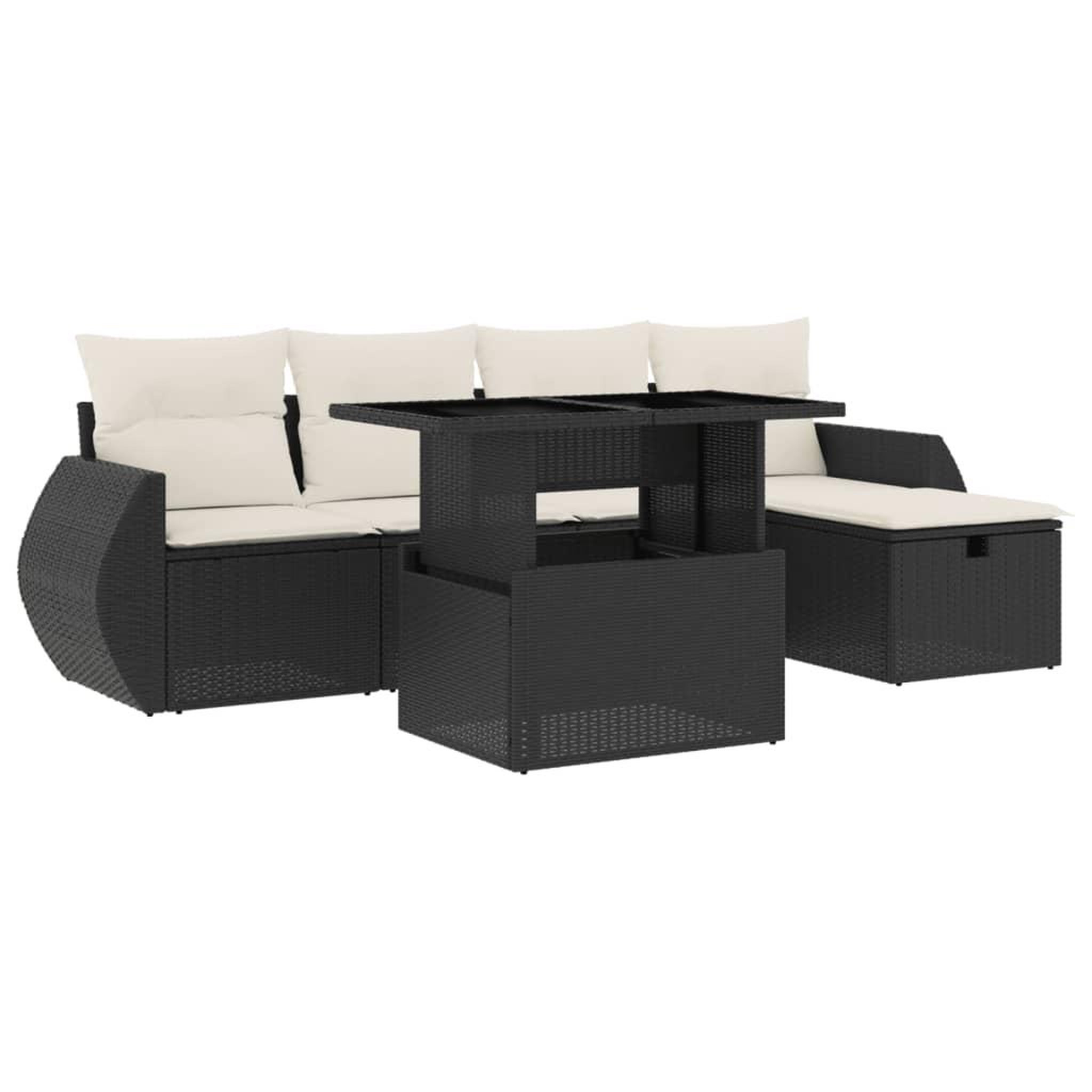 Voir la diapositive 2 : VIDAXL Salon de jardin 6 pcs avec coussins noir resine tressee