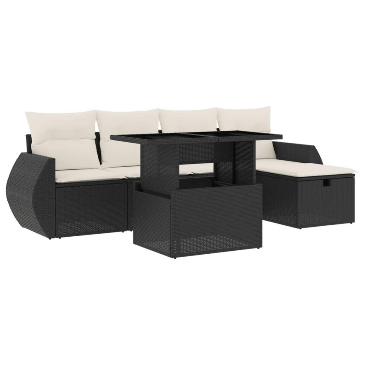 VIDAXL Salon de jardin 6 pcs avec coussins noir resine tressee