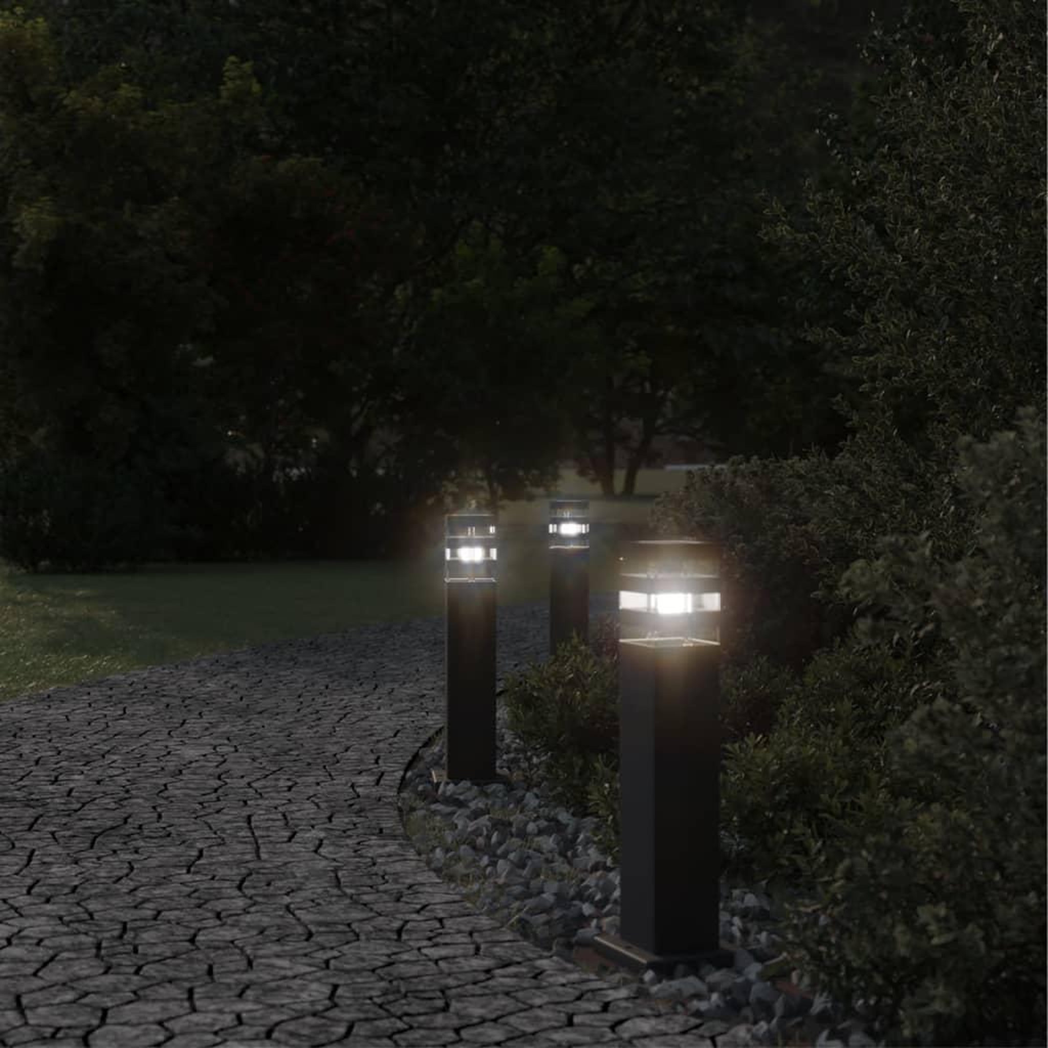 Voir la diapositive 3 : VIDAXL Lampadaires d'exterieur 3 pcs noir 50 cm aluminium