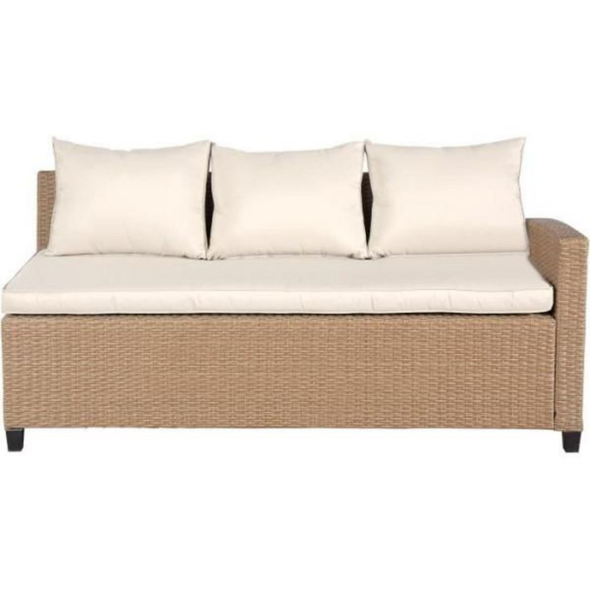 MARKET24 Salon de jardin KAPAS - 5 personnes - Acier et résine tressée - Beige