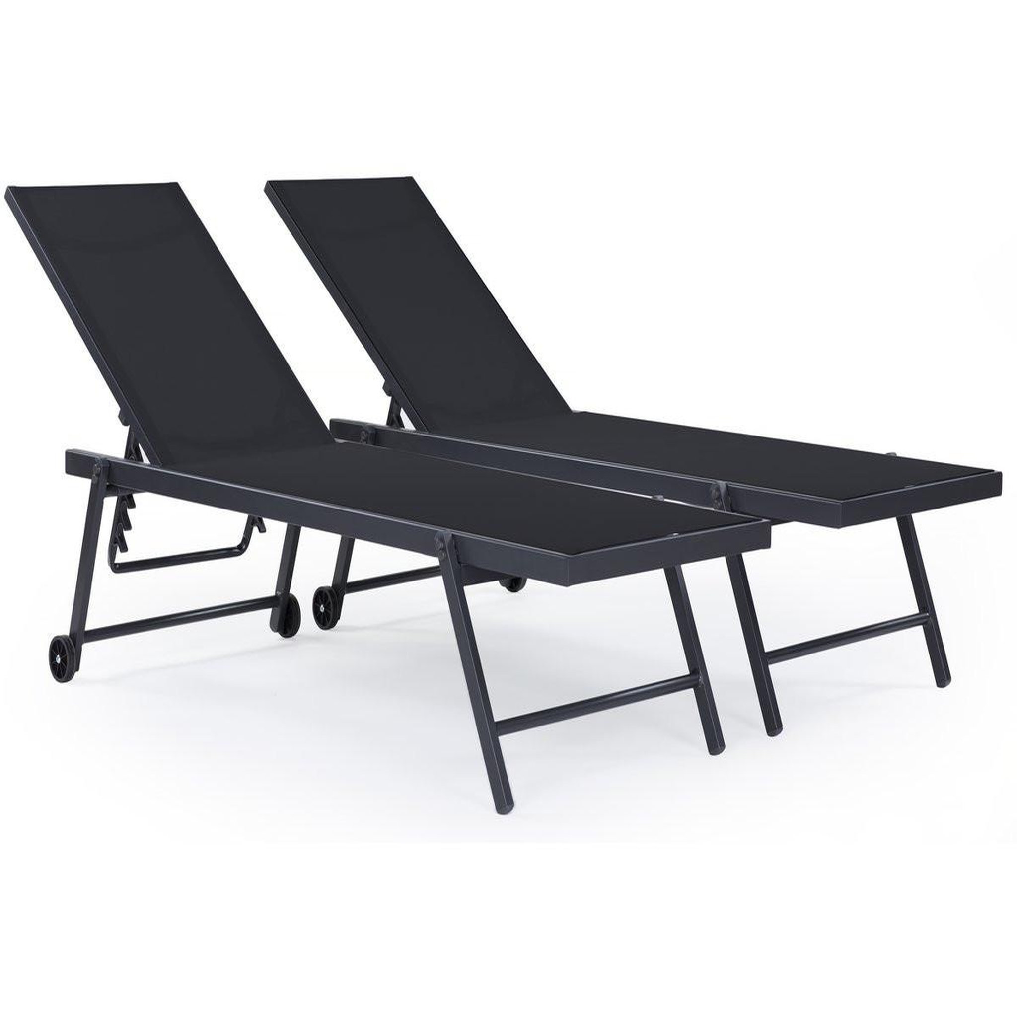 Habitat et Jardin Lot de 2 bains de soleil textilène aluminium  jolia  - gris foncé / noir