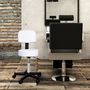 Voir la diapositive 2 : HOMCOM Tabouret massage à roulettes réglable en hauteur pivotant avec dossier ergonomique blanc