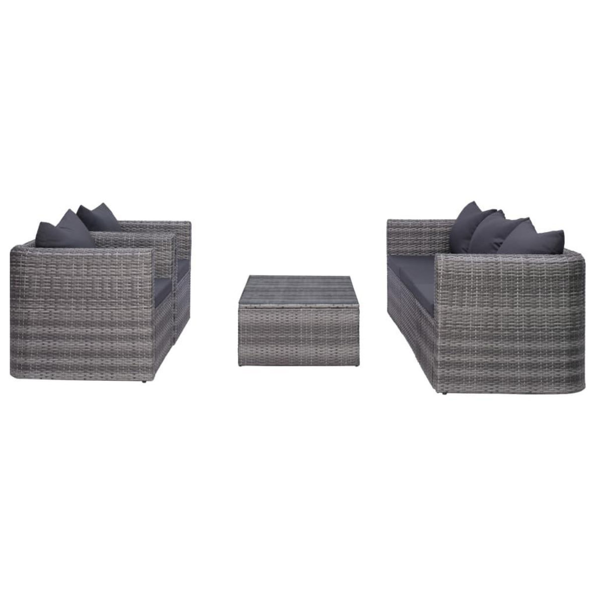 VIDAXL Salon de jardin 6 pcs et coussins et oreillers Resine tressee