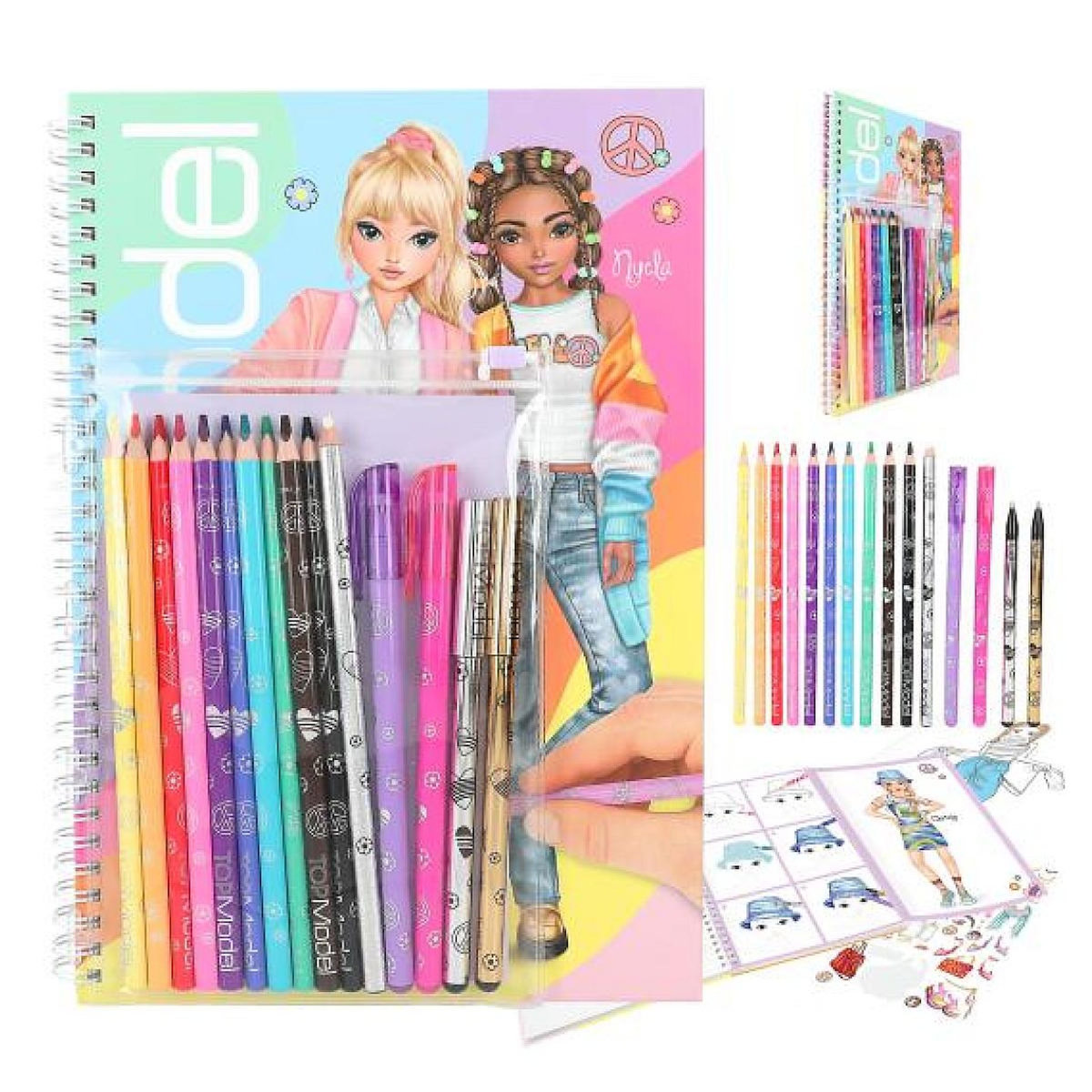 TOP MODEL TOPModel Album à colorier avec set crayons