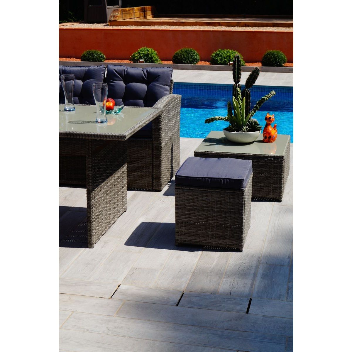 Salon repas de jardin en angle 9 personnes PAUL MATHIS