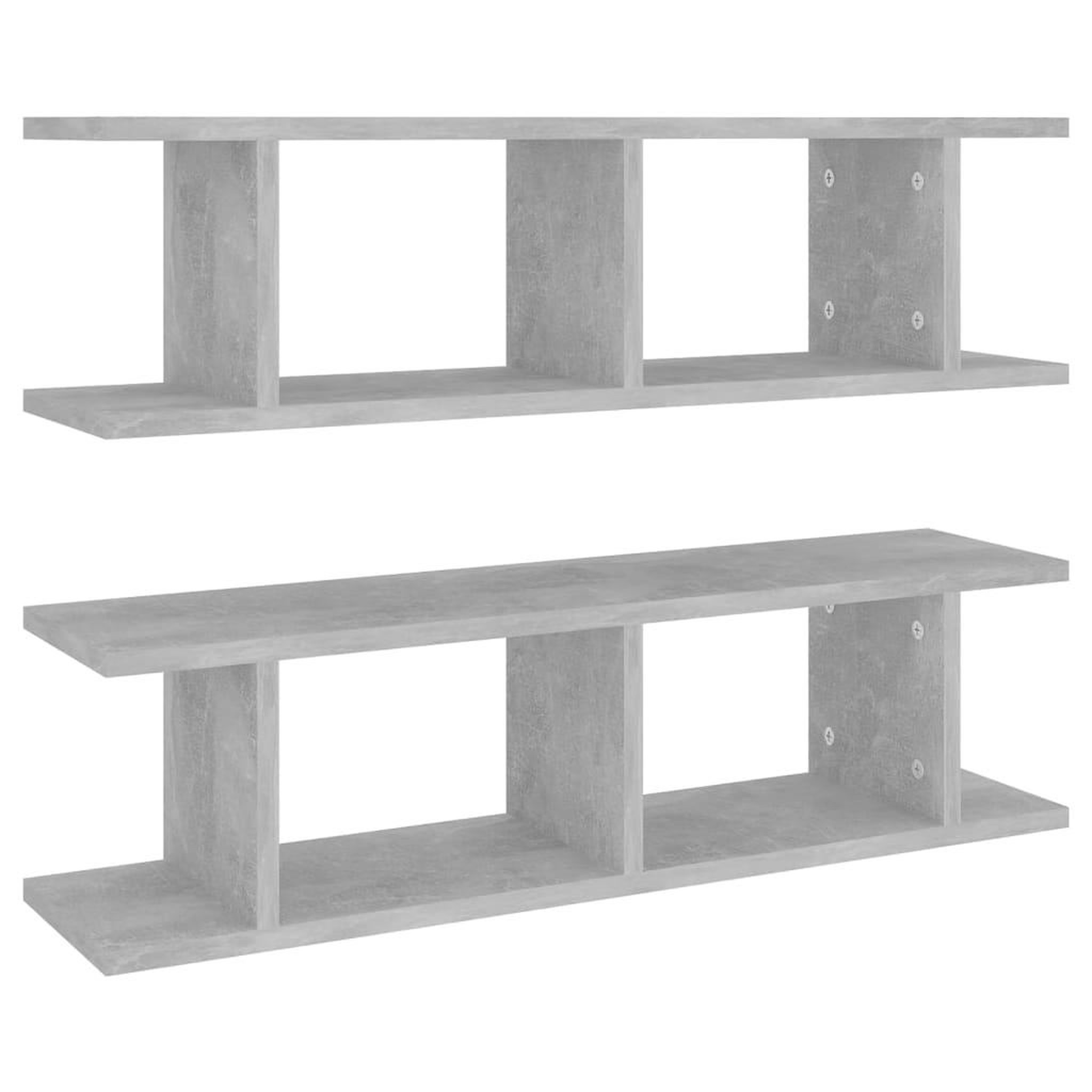 Voir la diapositive 2 : VIDAXL Etageres murales 2 pcs Gris beton 75x18x20 cm bois d'ingenierie