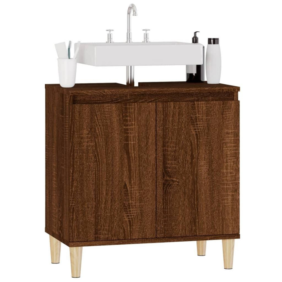 VIDAXL Meuble d'evier chene marron 58x33x60 cm bois d'ingenierie