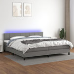VIDAXL Sommier a lattes de lit et matelas et LED Gris fonce 200x200 cm