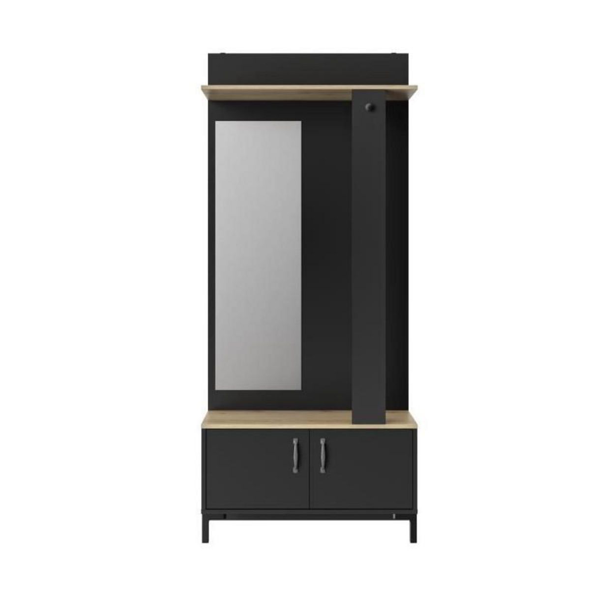 GAMI GAMI Meuble dentree 2 portes -  Made in France - Decor chene sonoma et noir - L 81 x H 190 x P 37 cm - STORE