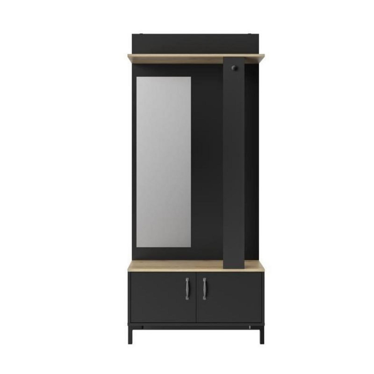 GAMI GAMI Meuble dentree 2 portes -  Made in France - Decor chene sonoma et noir - L 81 x H 190 x P 37 cm - STORE