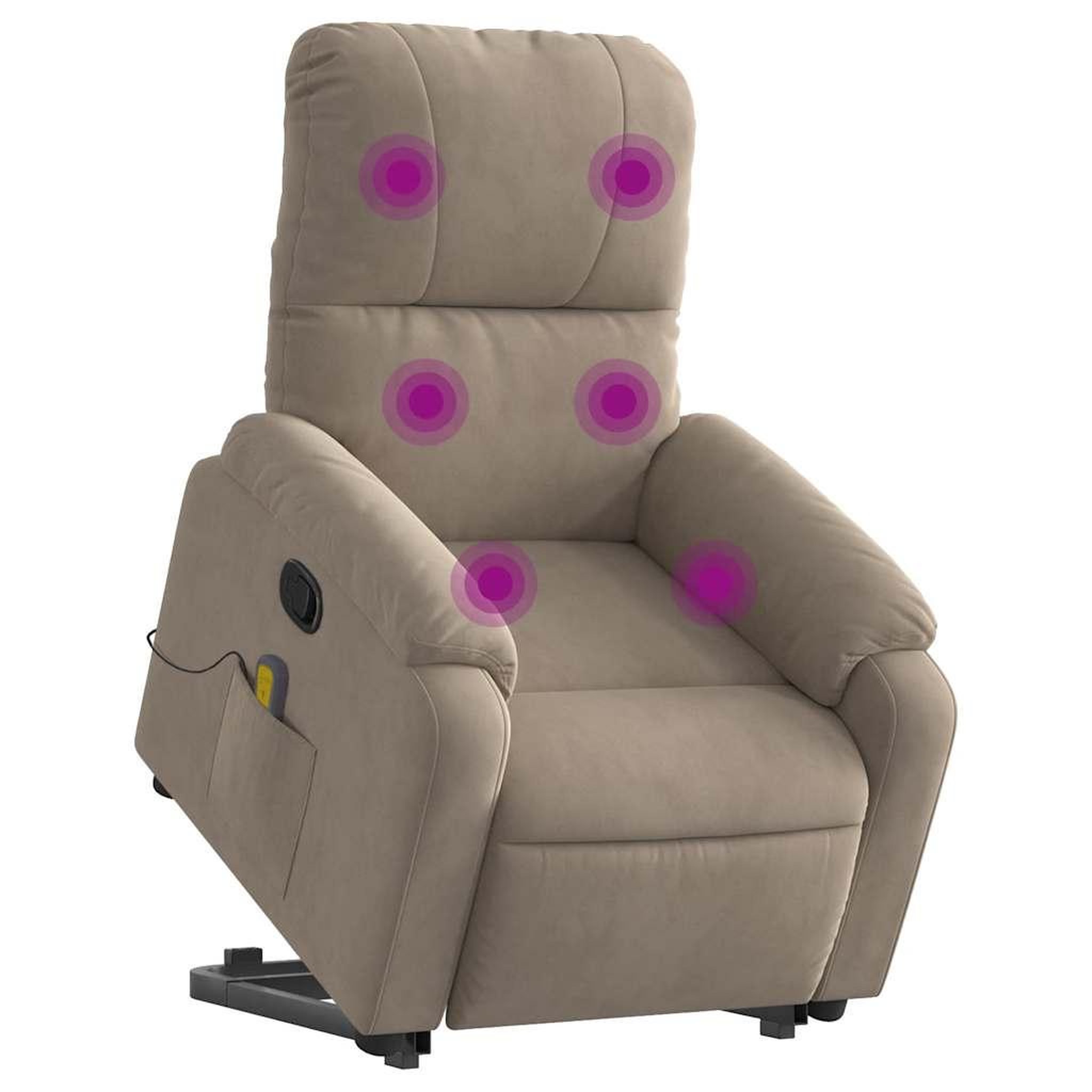 Voir la diapositive 3 : VIDAXL Fauteuil inclinable de massage taupe tissu microfibre