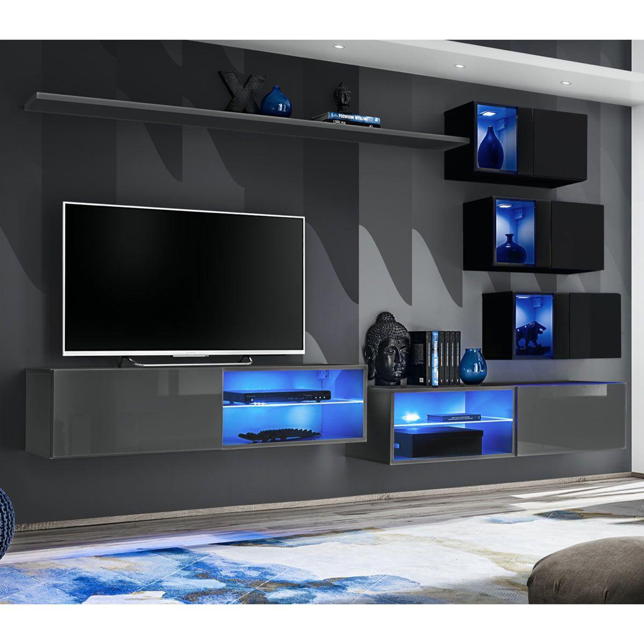 Voir la diapositive 1 : Paris Prix Ensemble meuble tv  switch xxiv  250cm gris & noir