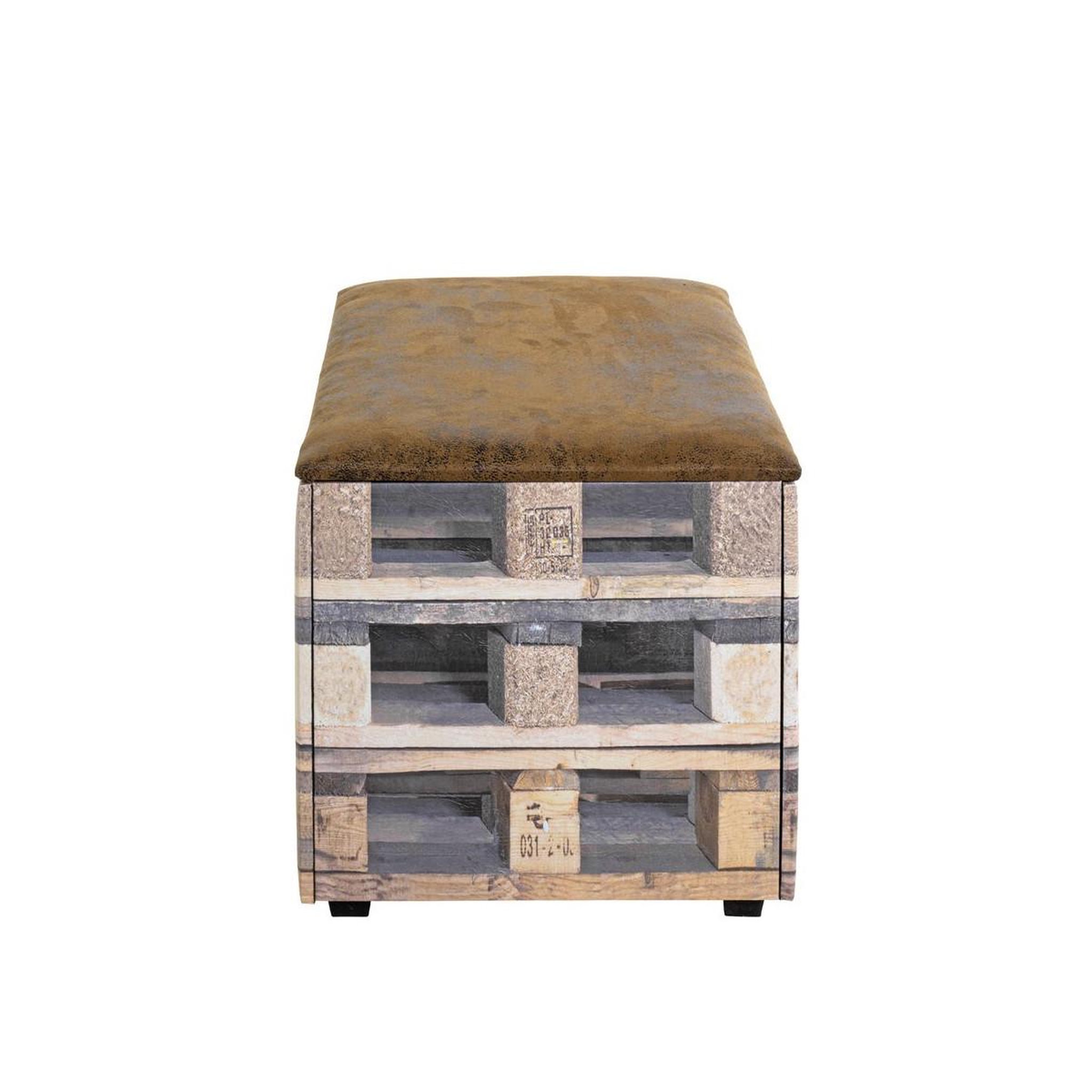 Voir la diapositive 3 : Paris Prix Coffre de Rangement Vintage  Palette  65cm Marron