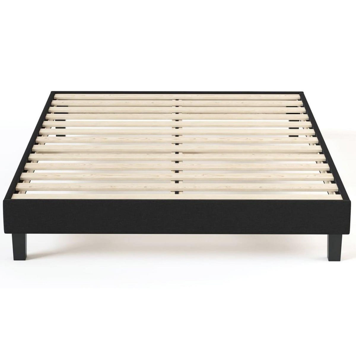 HOMIFAB Sommier à lattes 140x190 tissu déco noir - Axel