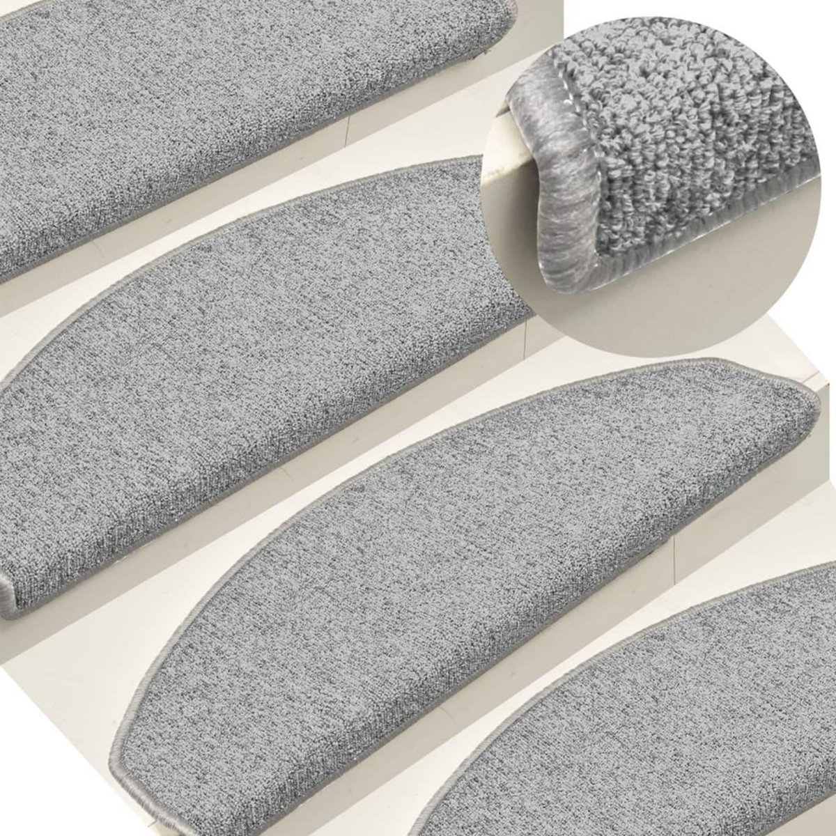VIDAXL Tapis de marches d'escalier 15 pcs Gris clair 65x24x4 cm