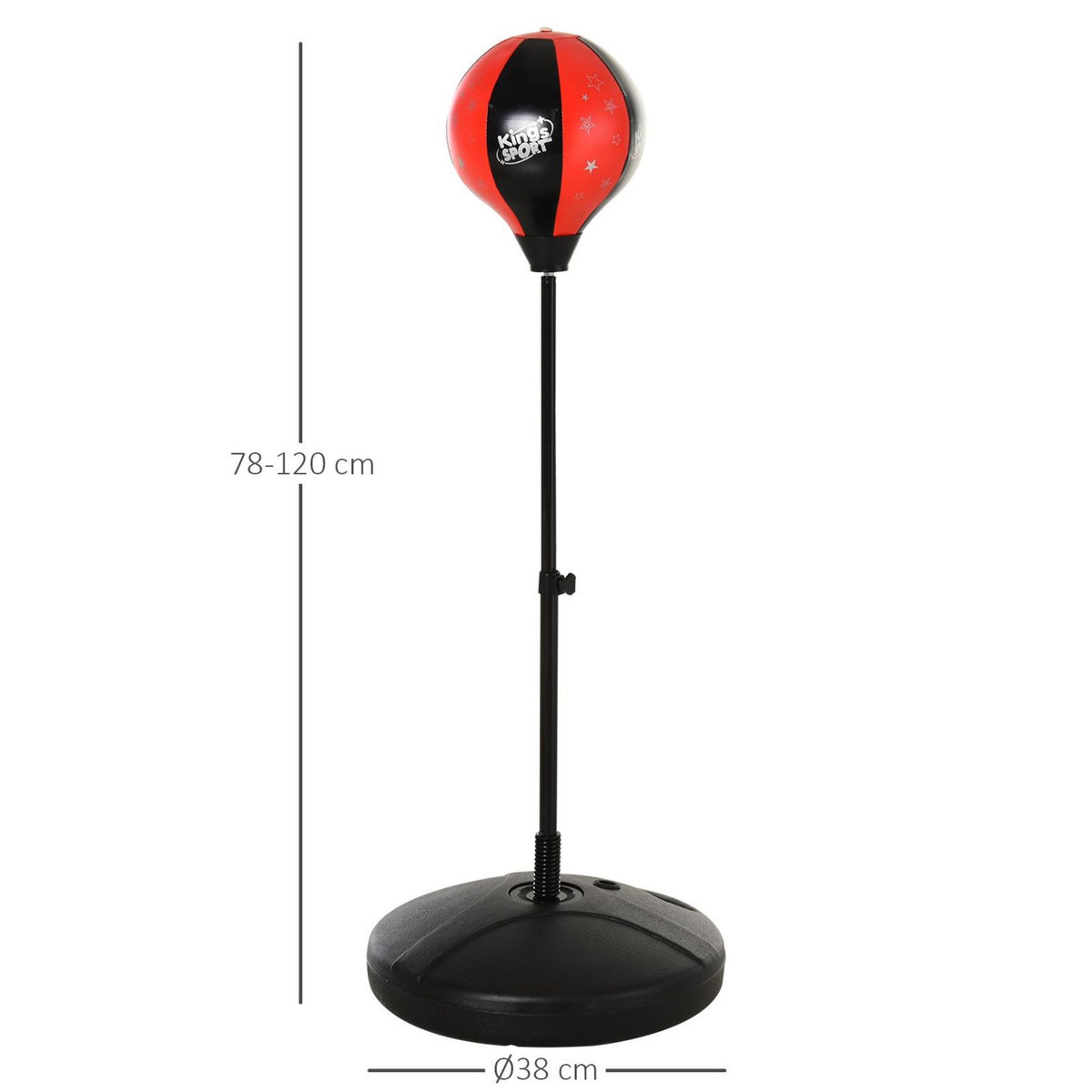 HOMCOM Punching ball sur pied pour enfant hauteur réglable 78-120 cm base de lestage paire gants inclus rouge noir