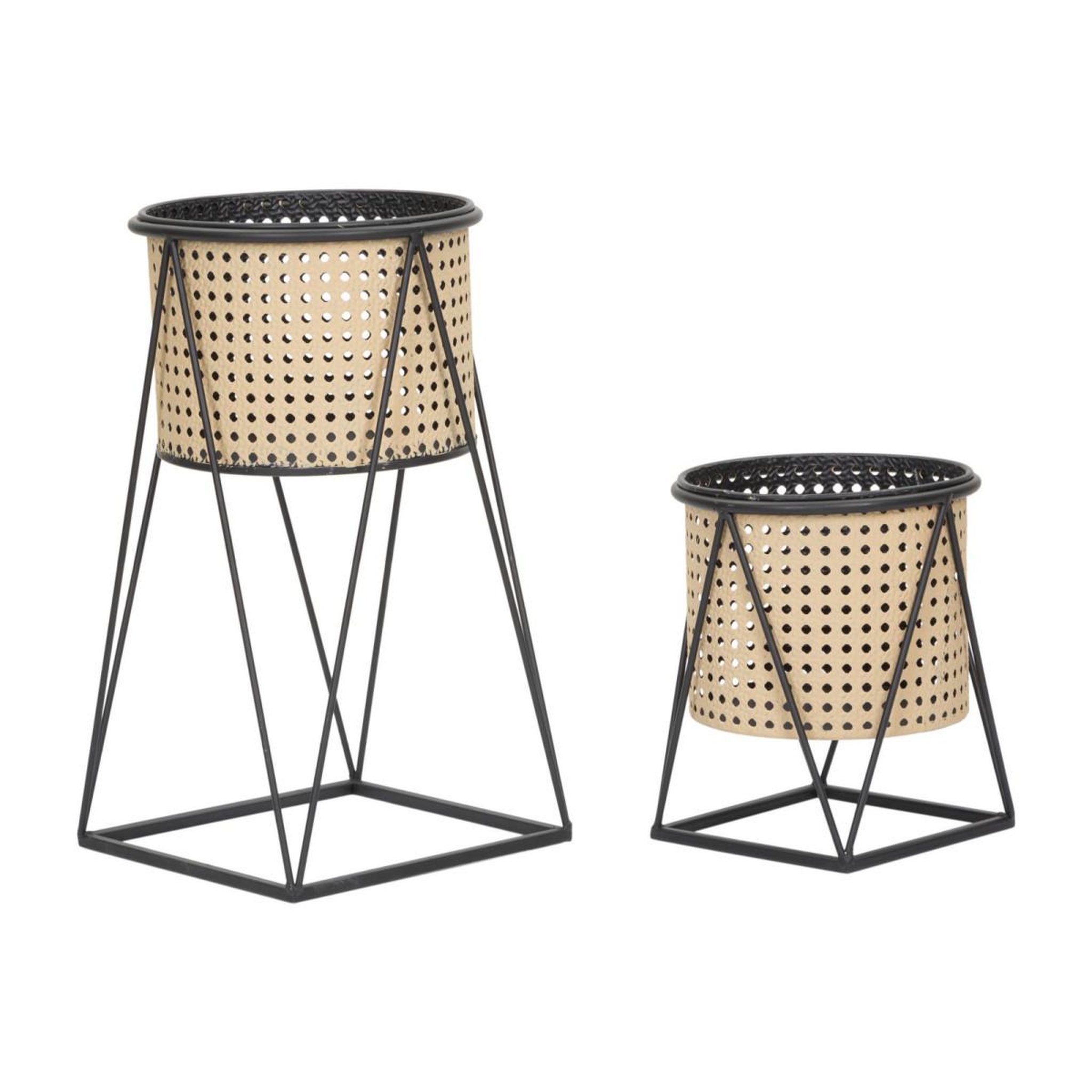 Paris Prix Lot de 2 cache-pots sur pied  osaka  40cm noir & naturel