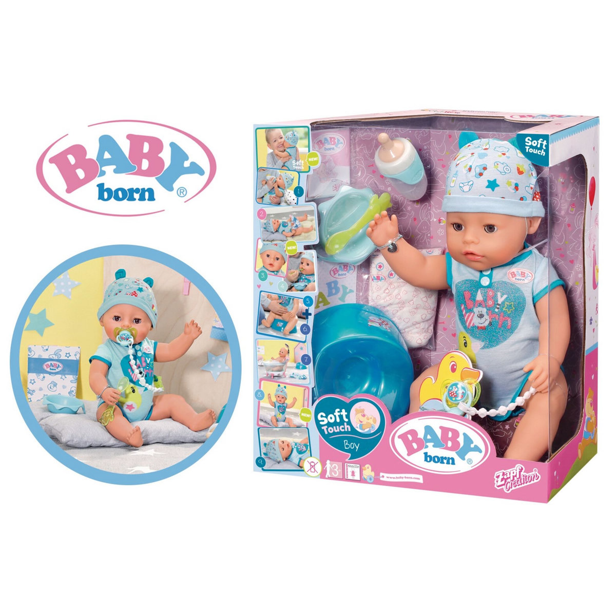 BABY BORN Baby born - Garçon soft touch 43 cm + accessoires