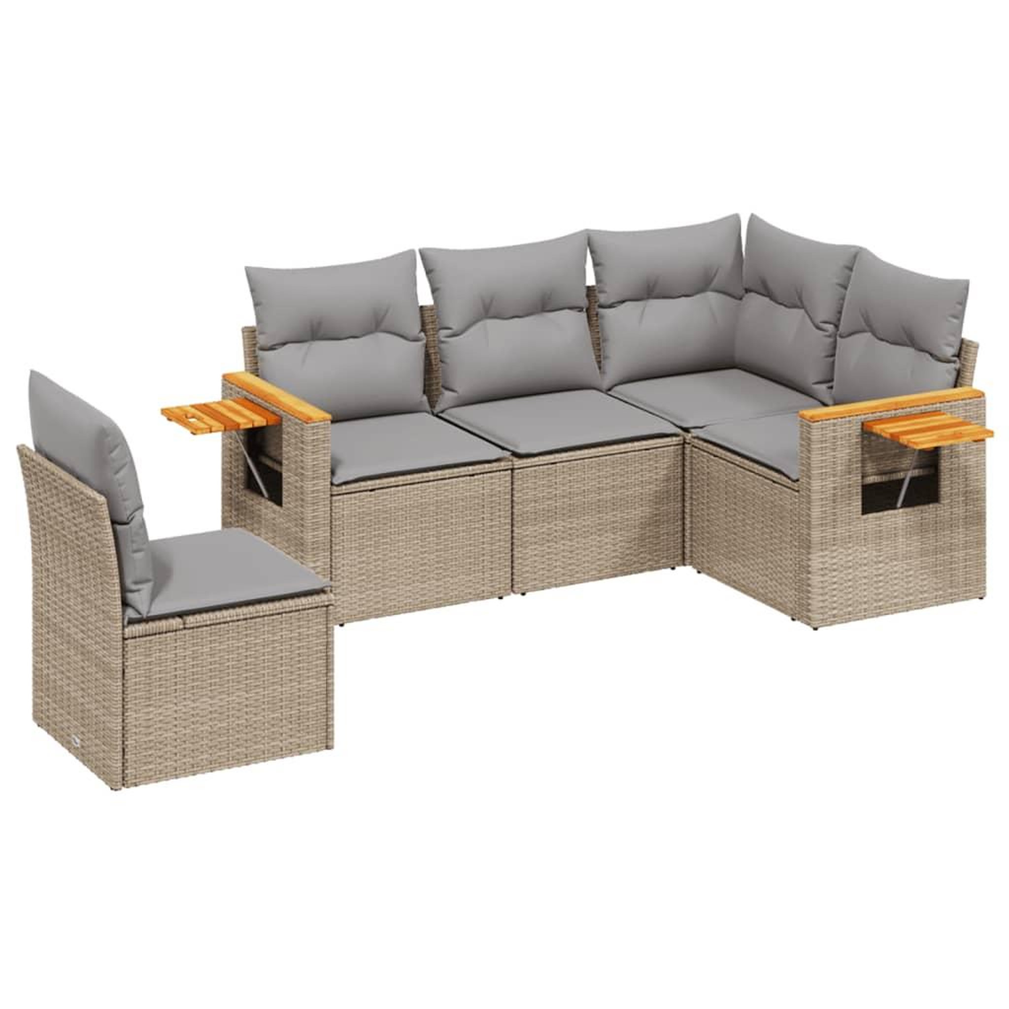 Voir la diapositive 2 : VIDAXL Salon de jardin avec coussins 5 pcs beige resine tressee