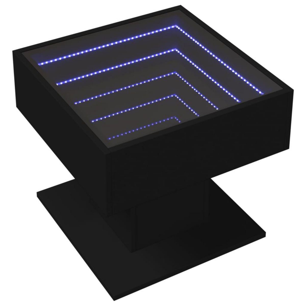 VIDAXL Table basse avec LED noir 50x50x45 cm bois d'ingenierie