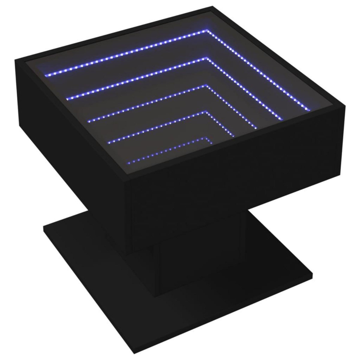 VIDAXL Table basse avec LED noir 50x50x45 cm bois d'ingenierie