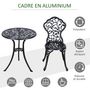 Voir la diapositive 5 : OUTSUNNY Ensemble salon de jardin 2 places avec table ronde style rétro fonte alu noir