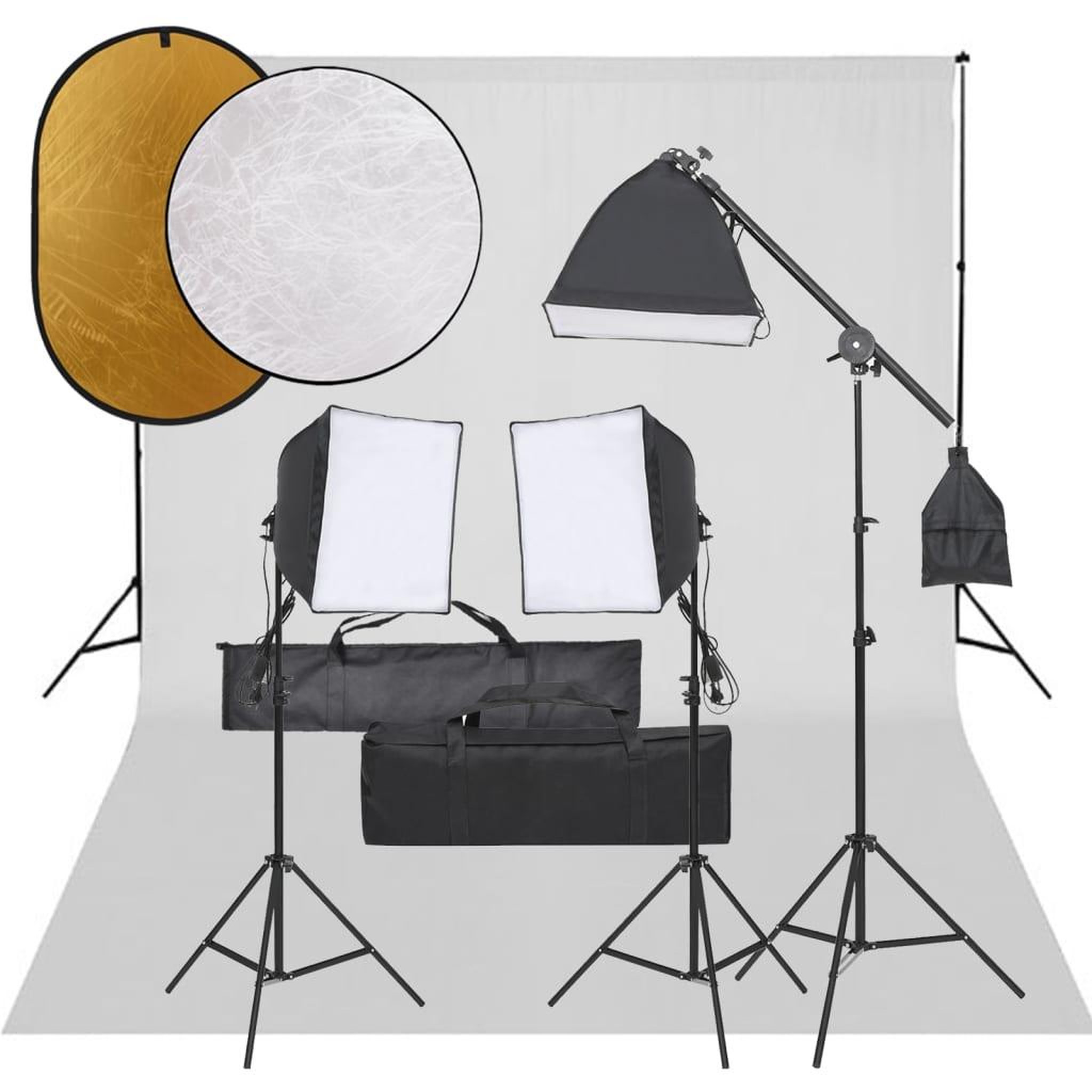 VIDAXL Kit de studio photo avec eclairage toile de fond et reflecteur