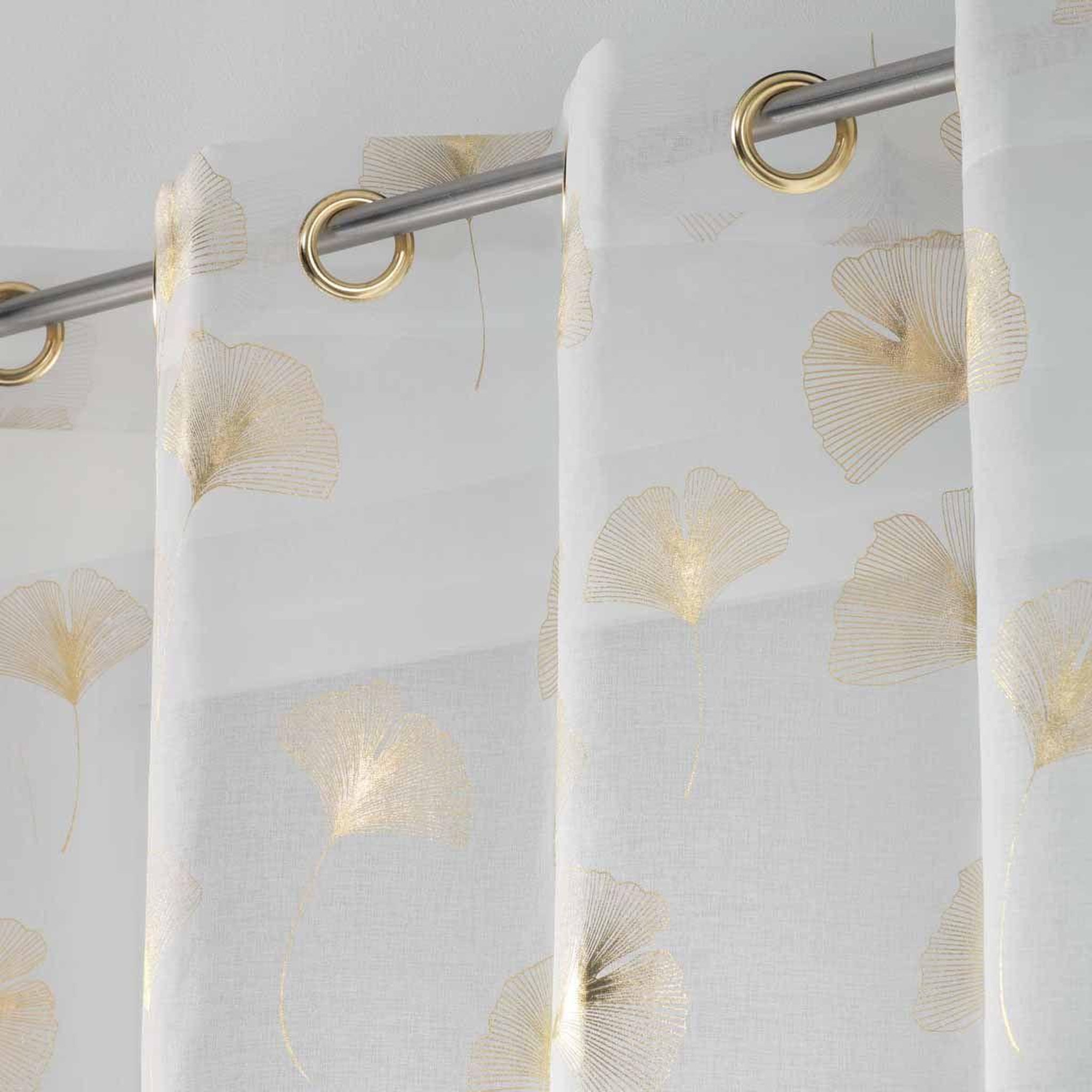 Voir la diapositive 2 : Douceur d'Intérieur Rideau voilage à œillets  'ginkgold  140x240cm blanc