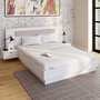 Voir la diapositive 2 : ID MARKET Lit double SANTA avec tête de lit + tables de chevet intégrées et sommier 140 x 190 cm blanc