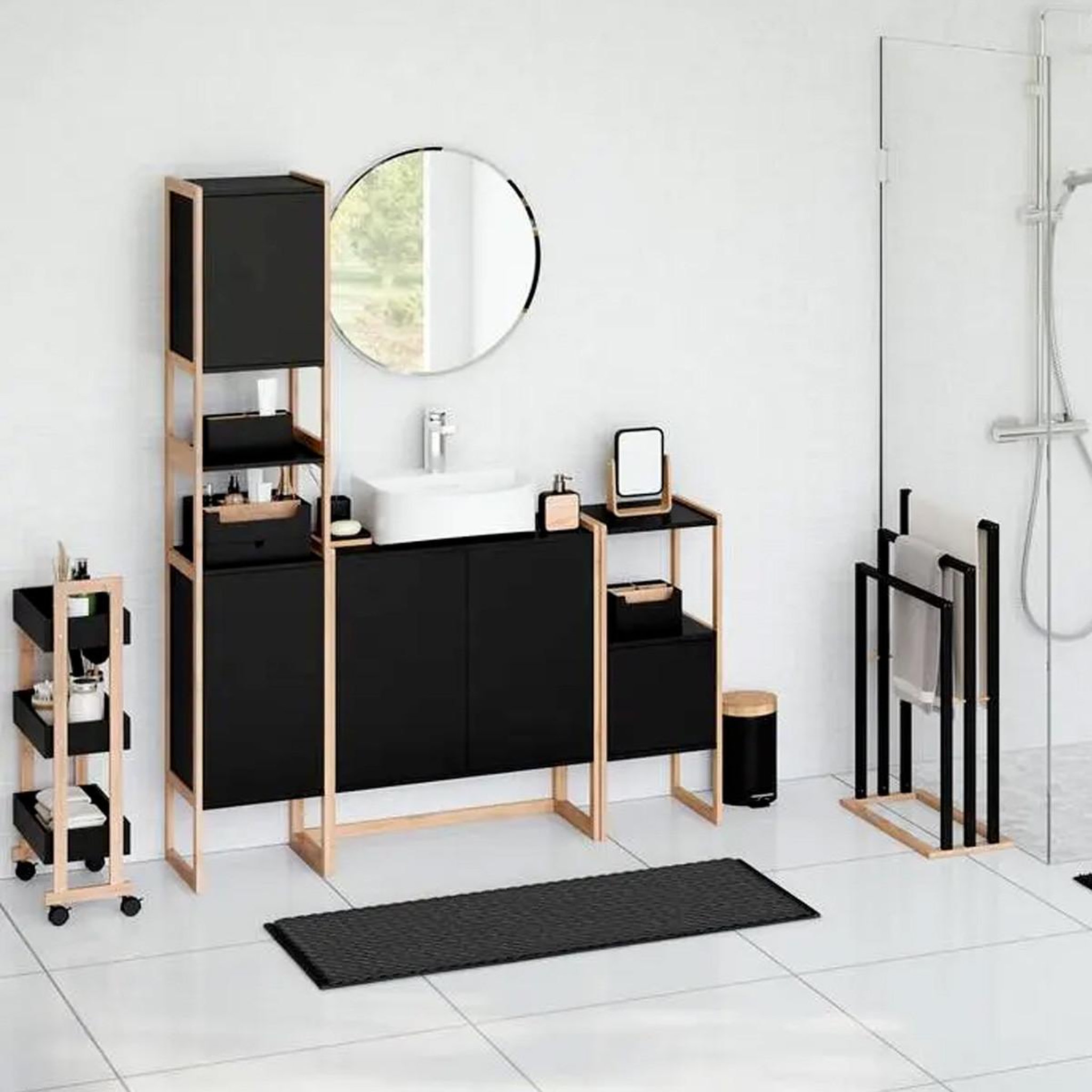 Voir la diapositive 2 : FIVE Distributeur de savon design  natureo  14cm noir