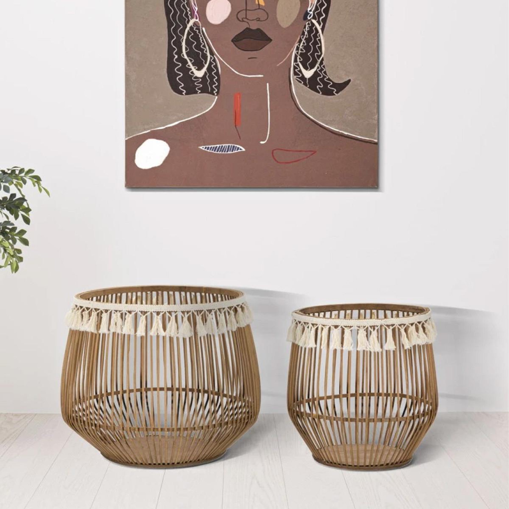 Voir la diapositive 5 : Paris Prix Lot de 2 paniers déco  fuji  47cm naturel