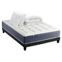 Voir la diapositive 1 : IDLITERIE Ensemble Matelas Ressort 7 zones + Mémoire de forme + Sommier KING STYLE + couette + oreillers - Fabriqué en France