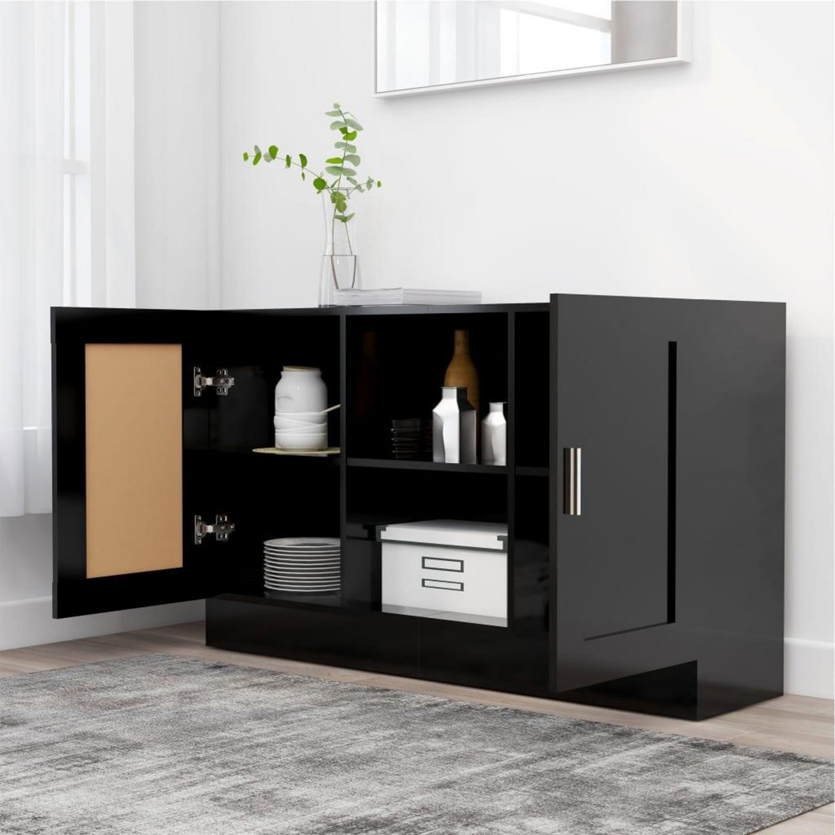 VIDAXL Buffet Noir 120x30,5x70 cm Bois d'ingenierie