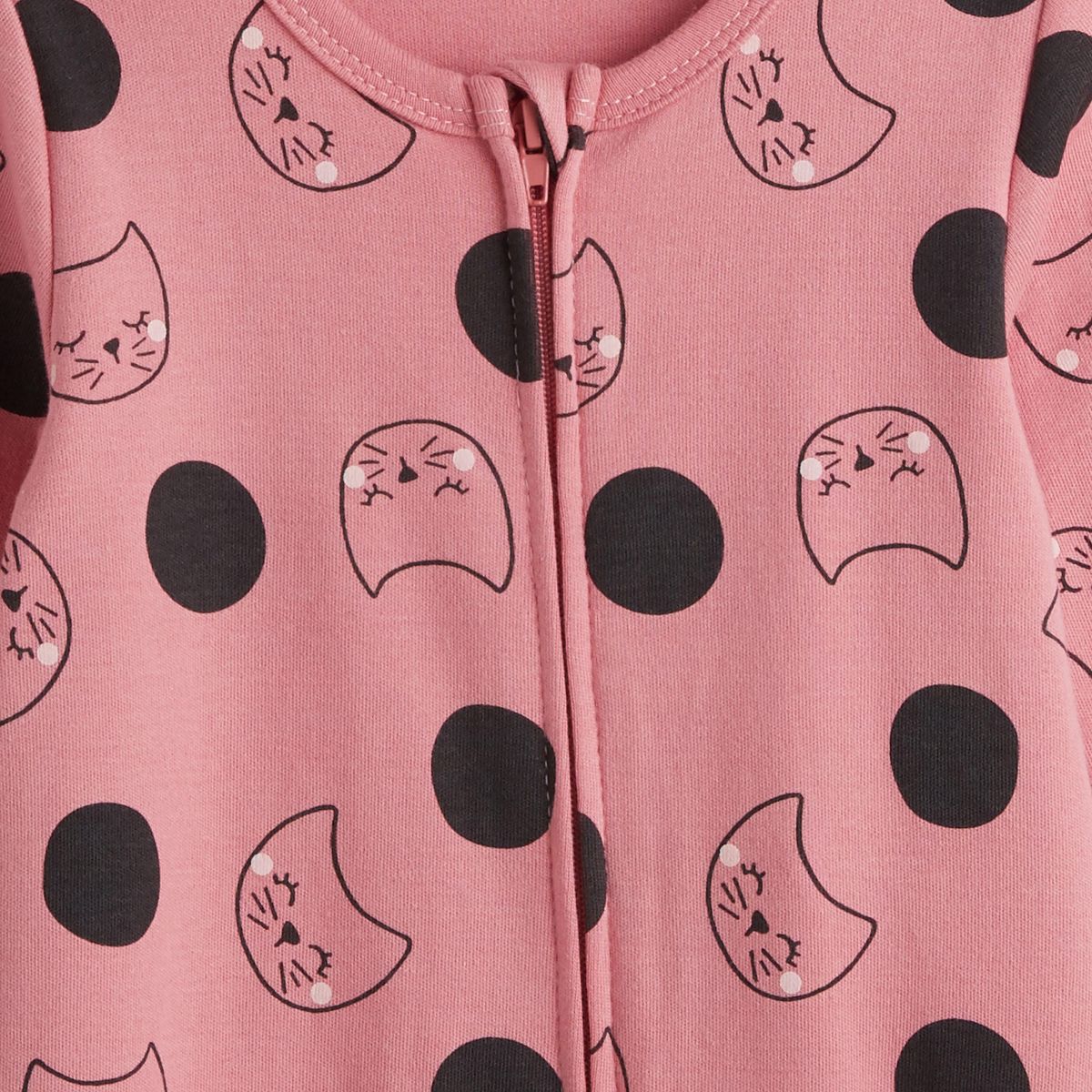 IN EXTENSO Dors bien zippé à pois imprimé chats bébé fille