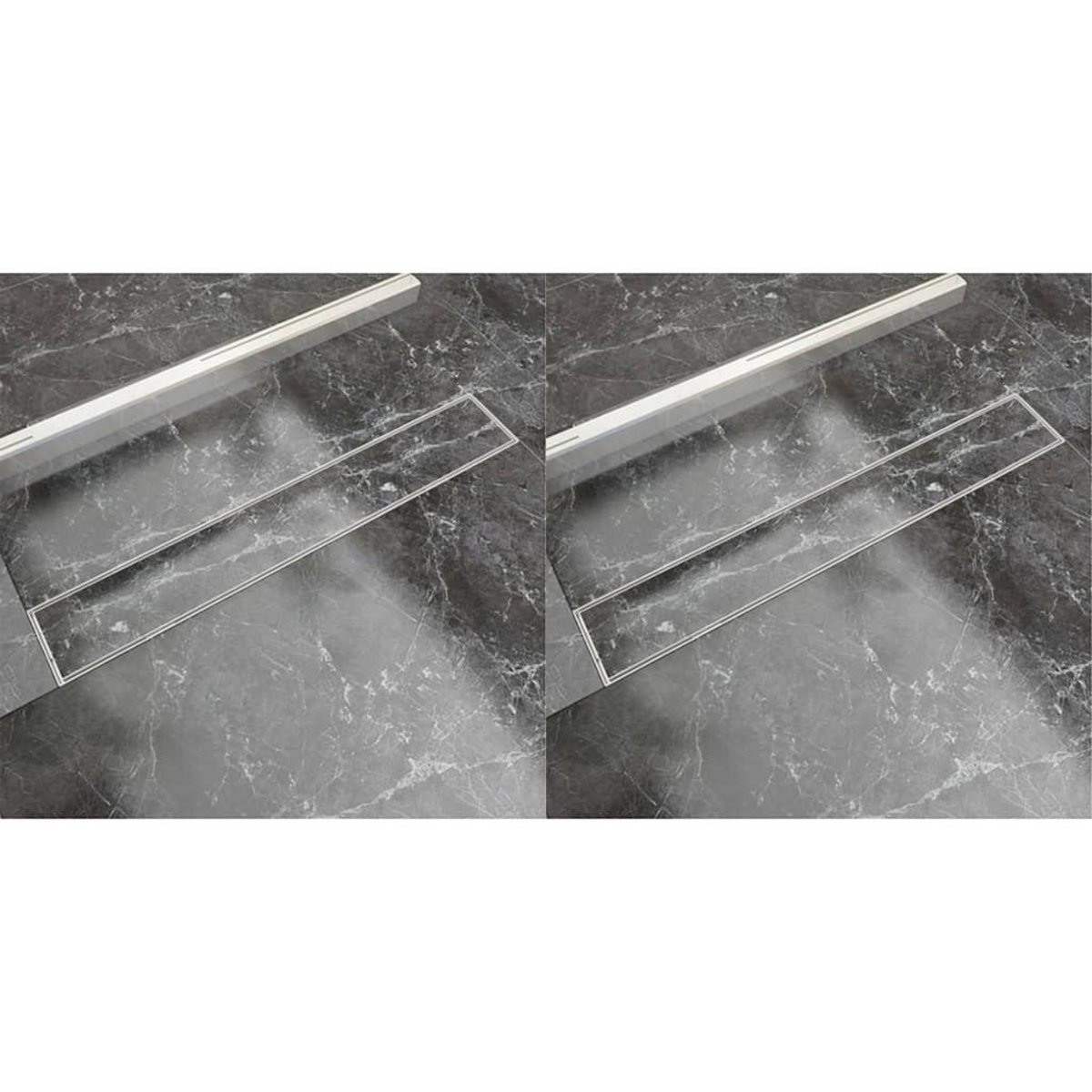 VIDAXL Drain de douche lineaire 2 pcs 730 x 140 mm Acier inoxydable