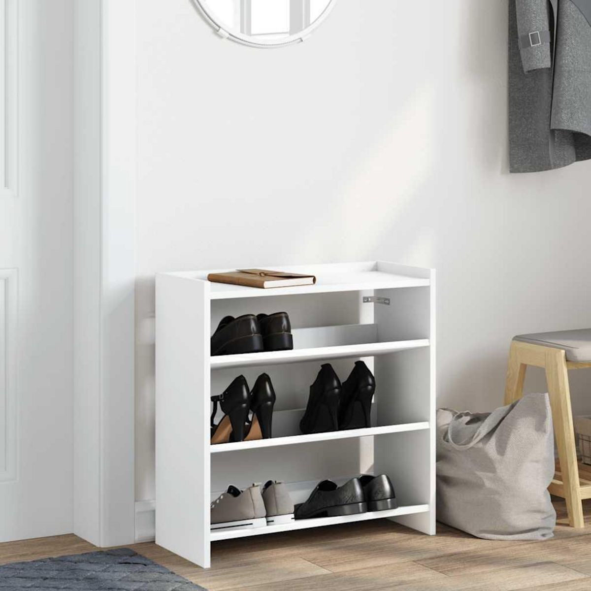 VIDAXL Etagere a chaussures blanc 60x25x62 cm bois d'ingenierie