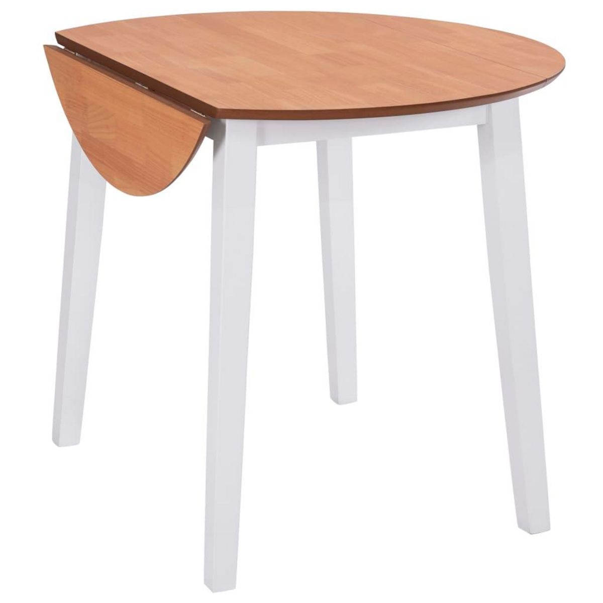 VIDAXL Table a manger ronde a abattant MDF blanc