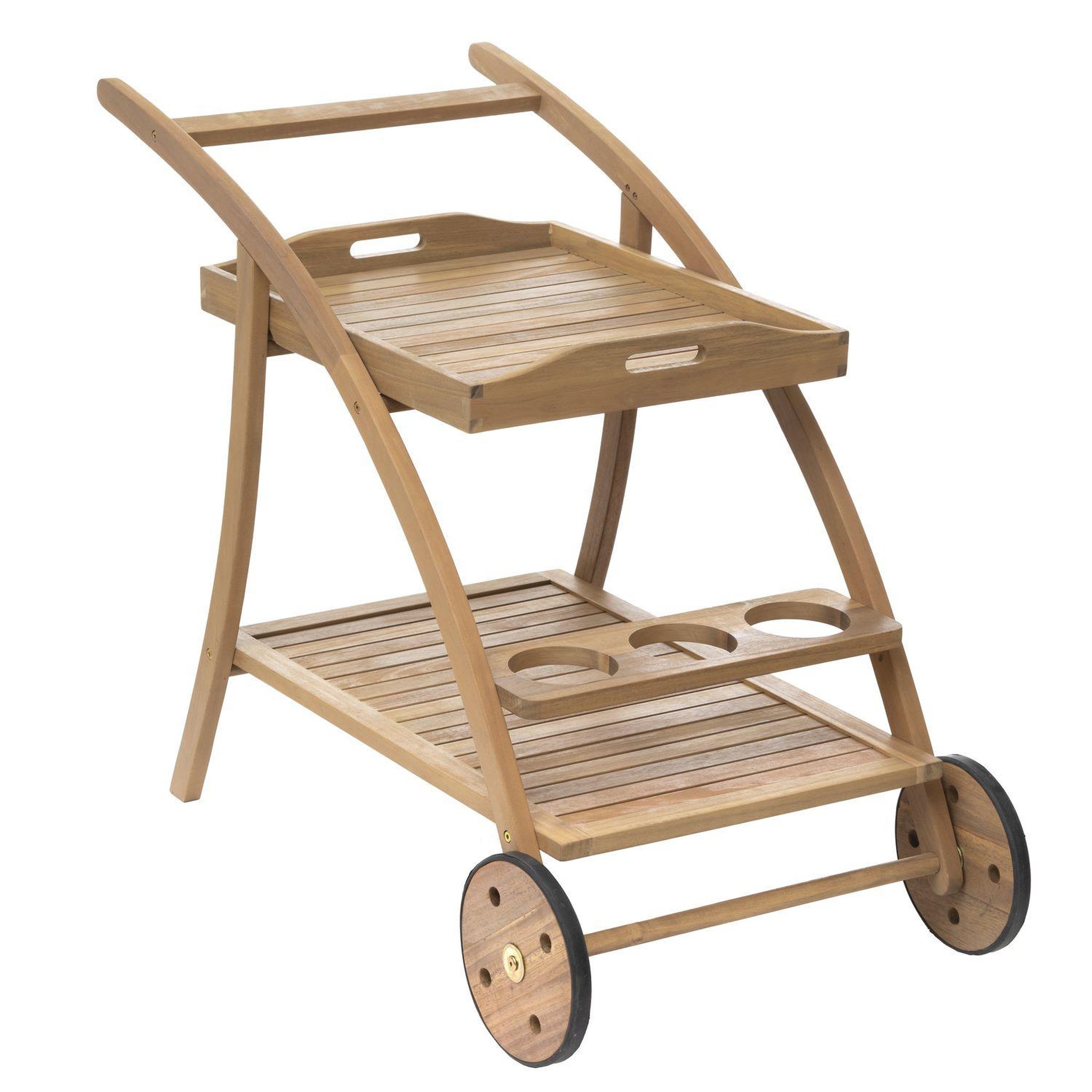 HESPERIDE Desserte de jardin en bois à roulettes tiwi - l. 105 x h. 78 cm - beige