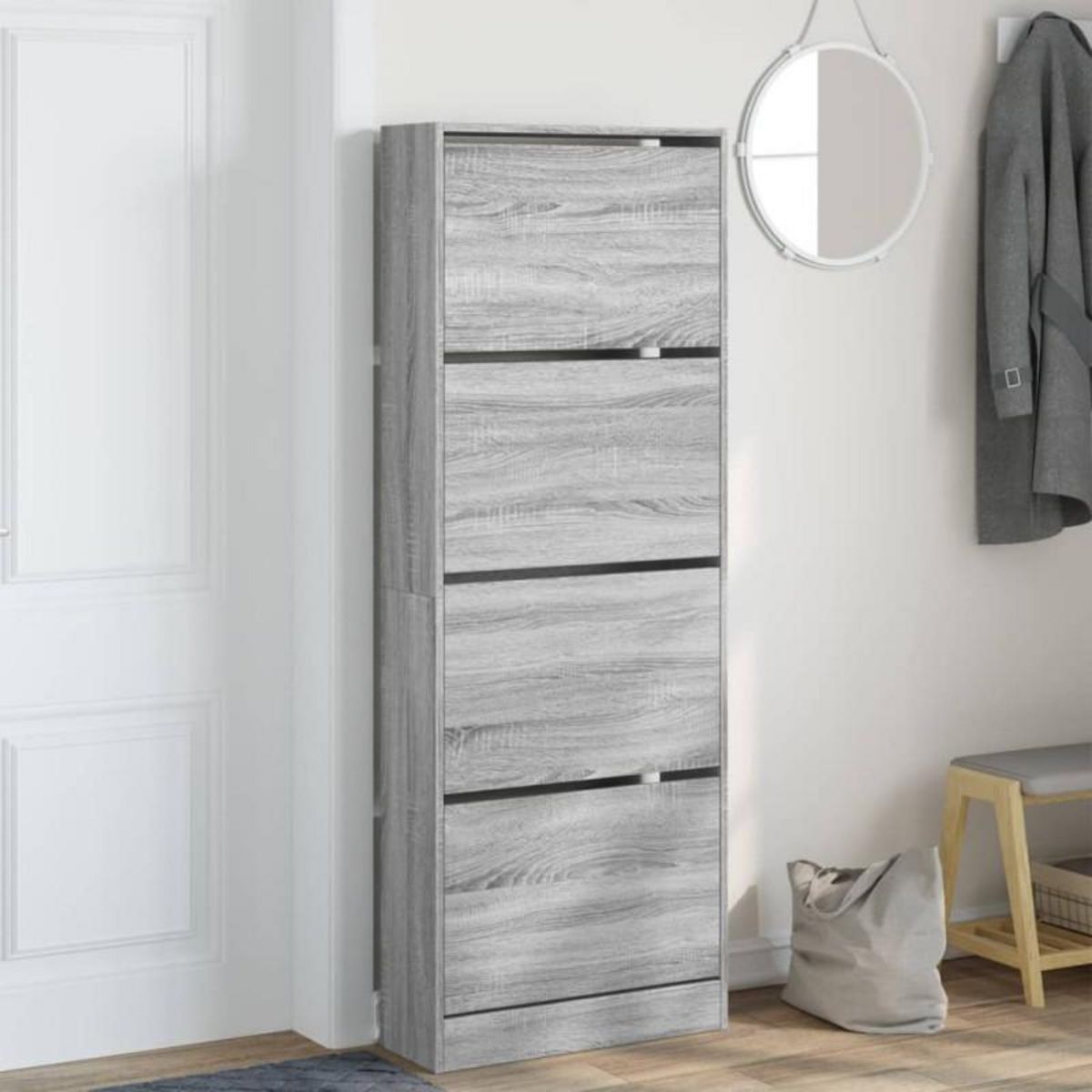 VIDAXL Armoire à chaussures sonoma gris 60x21x163,5 cm bois ingénierie