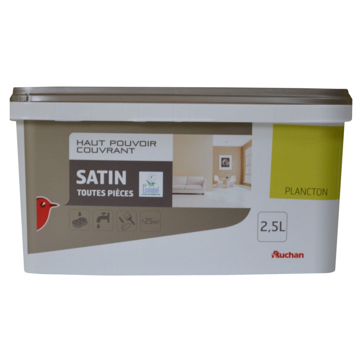 AUCHAN Peinture murale satin couleur plancton 