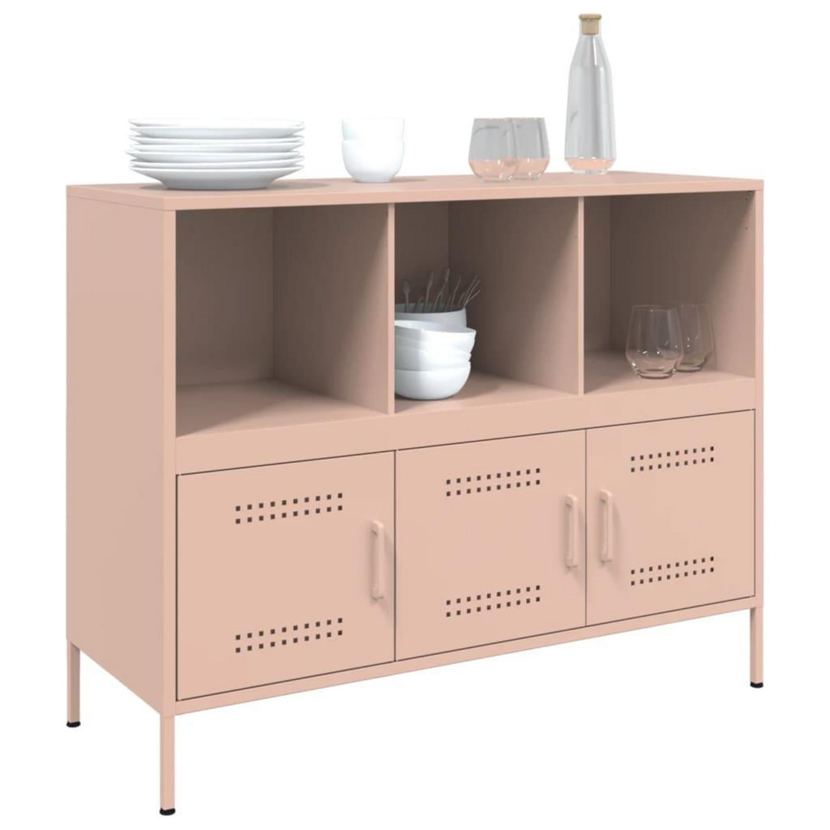 VIDAXL Buffet rose 100,5x39x79 cm acier
