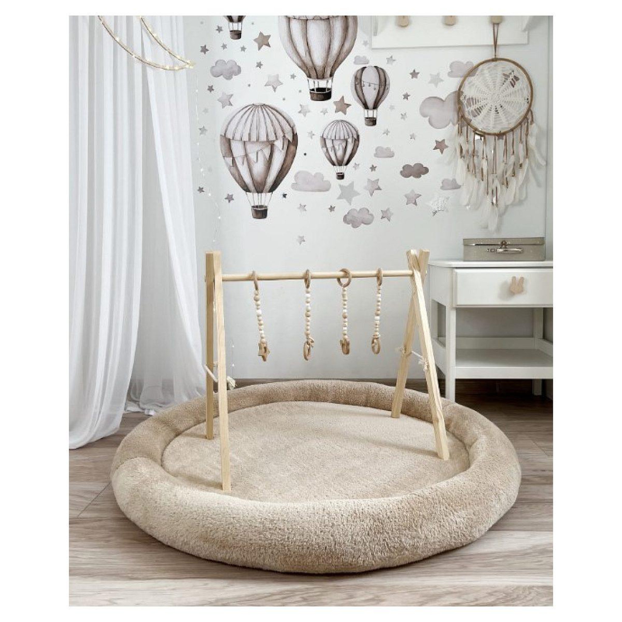 Voir la diapositive 2 : MONIO FOR KIDS Tapis de jeu nid en peluche beige
