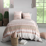 ATELIER DU COTON Parure housse de couette imprimée 100% coton 57fils TRINE. Coloris disponibles : Rose