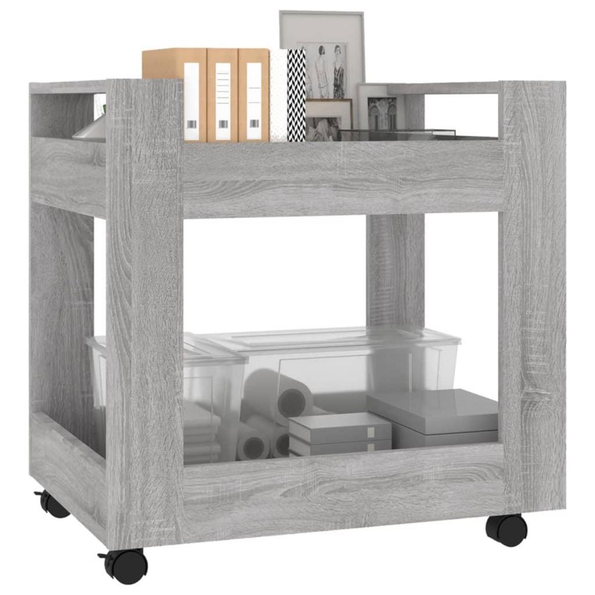 VIDAXL Chariot de bureau Sonoma gris 60x45x60 cm Bois d'ingenierie