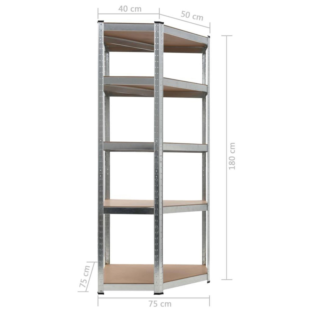 VIDAXL Etagere d'angle a 5 niveaux Argente Acier et bois d'ingenierie