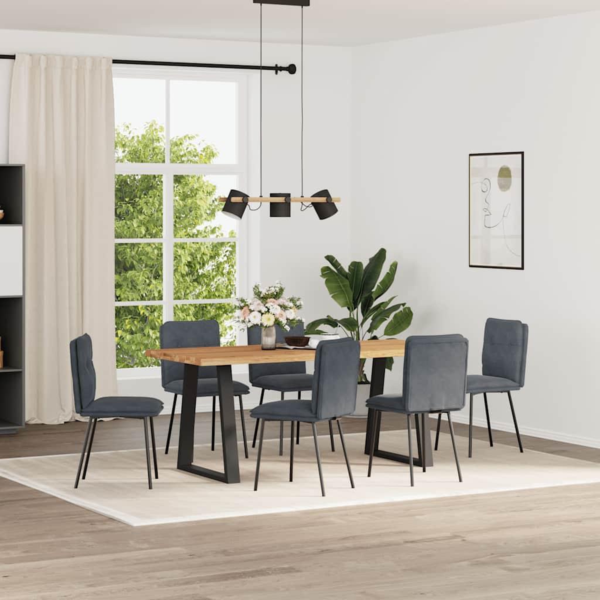 VIDAXL Chaises a manger lot de 6 gris fonce velours